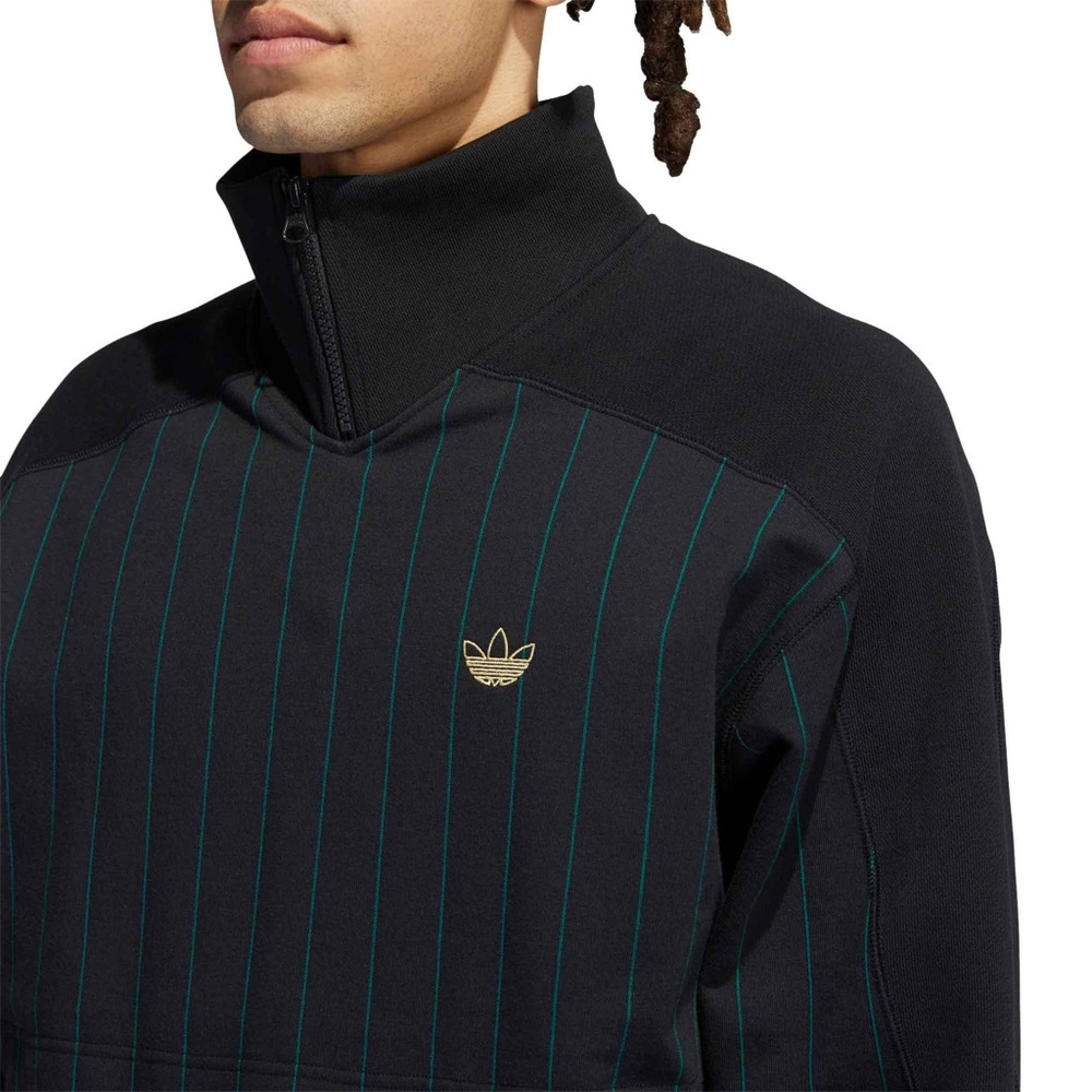 Adidas x Tyshawn mens S Small black green stripe 1/4 zip sweatshirt EUC